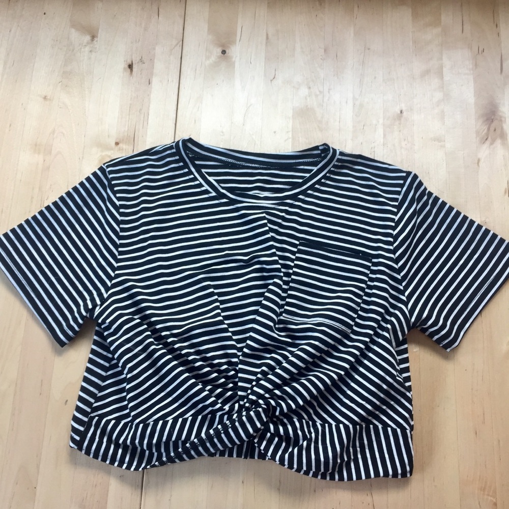 Stripe Crop Knot Tee